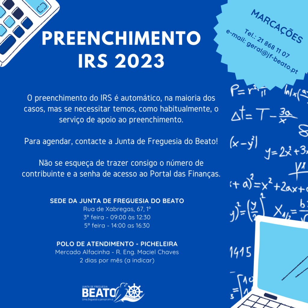 APOIO AO PREENCHIMENTO DO IRS RENDIMENTOS DE 2023